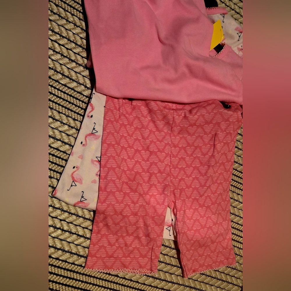 Girls Pink Flamingo Heart 2 Pack Pajamas - Picture 3 of 4